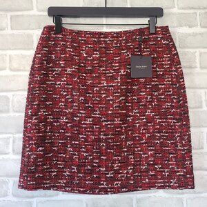 Claudia Strater Amsterdam Tweed A-line Skirt in Red Print 38 EU 6 US NWT